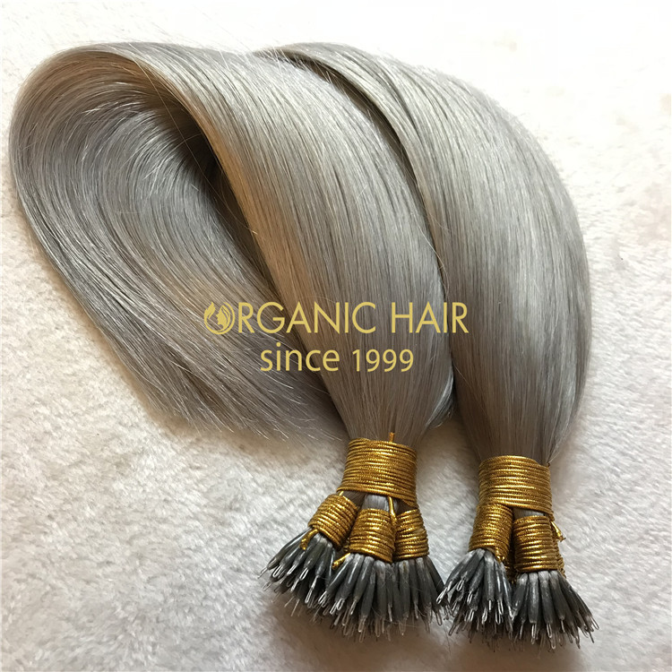 Customized color silver human keratin nano ring X249